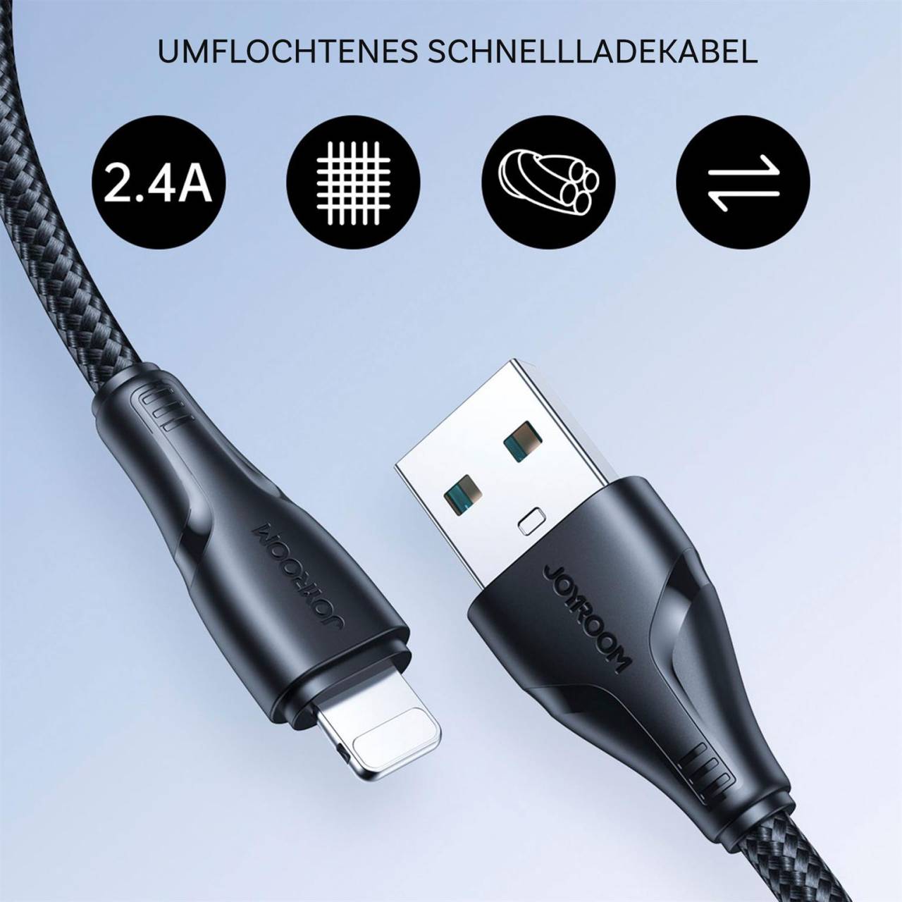 Joyroom USB-Lightning-Kabel 2.4A 1.2m – Schnellladung, Datenübertragung, Surpass Series, Apple-kompatibel