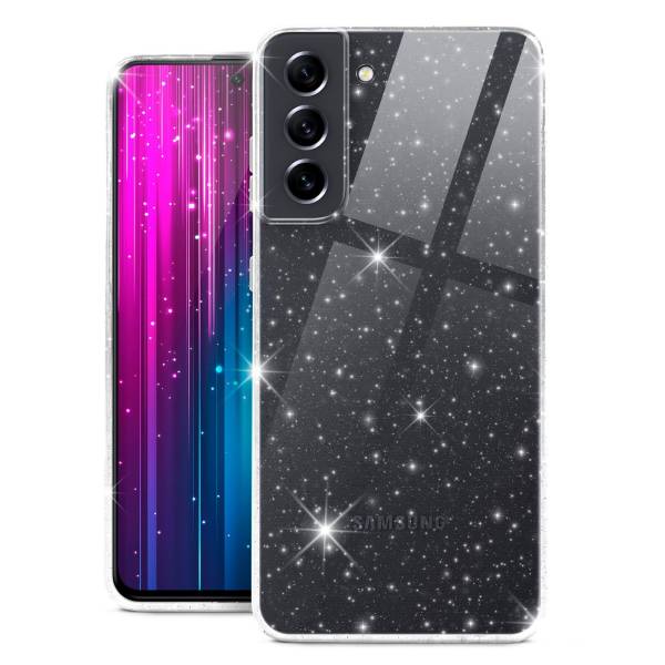 moex® Sparky Case für Samsung Galaxy S21 FE 5G – Stylische Glitzer Hülle, ultra slim Handyhülle, durchsichtig