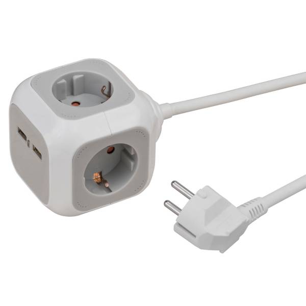 brennenstuhl ALEA-Power USB-Charger Steckdosenwürfel 4-fach – Steckdosenblock mit USB-Ports