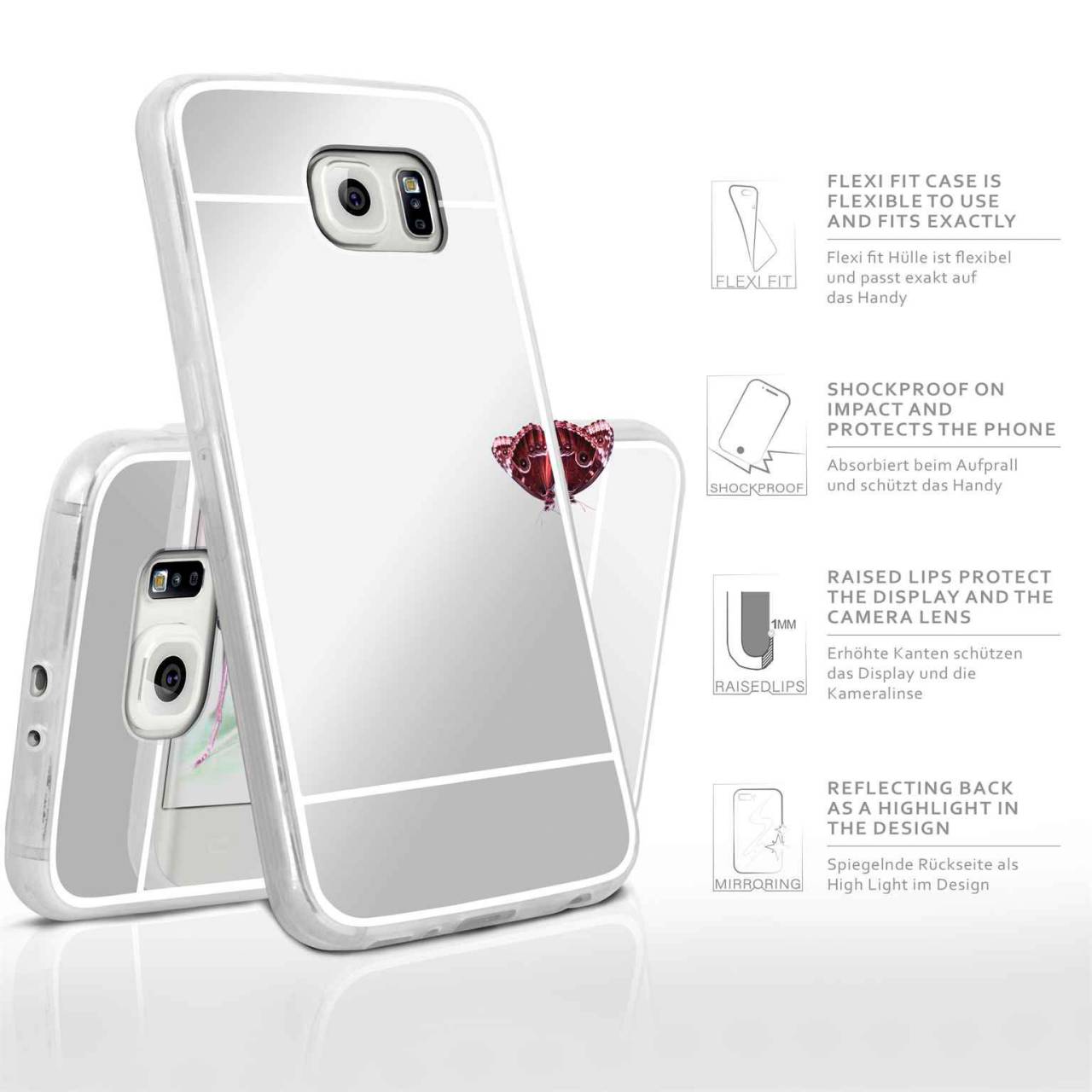 moex Mirror Case für Samsung Galaxy S6 Edge – Handyhülle aus Silikon mit Spiegel auf der Rückseite