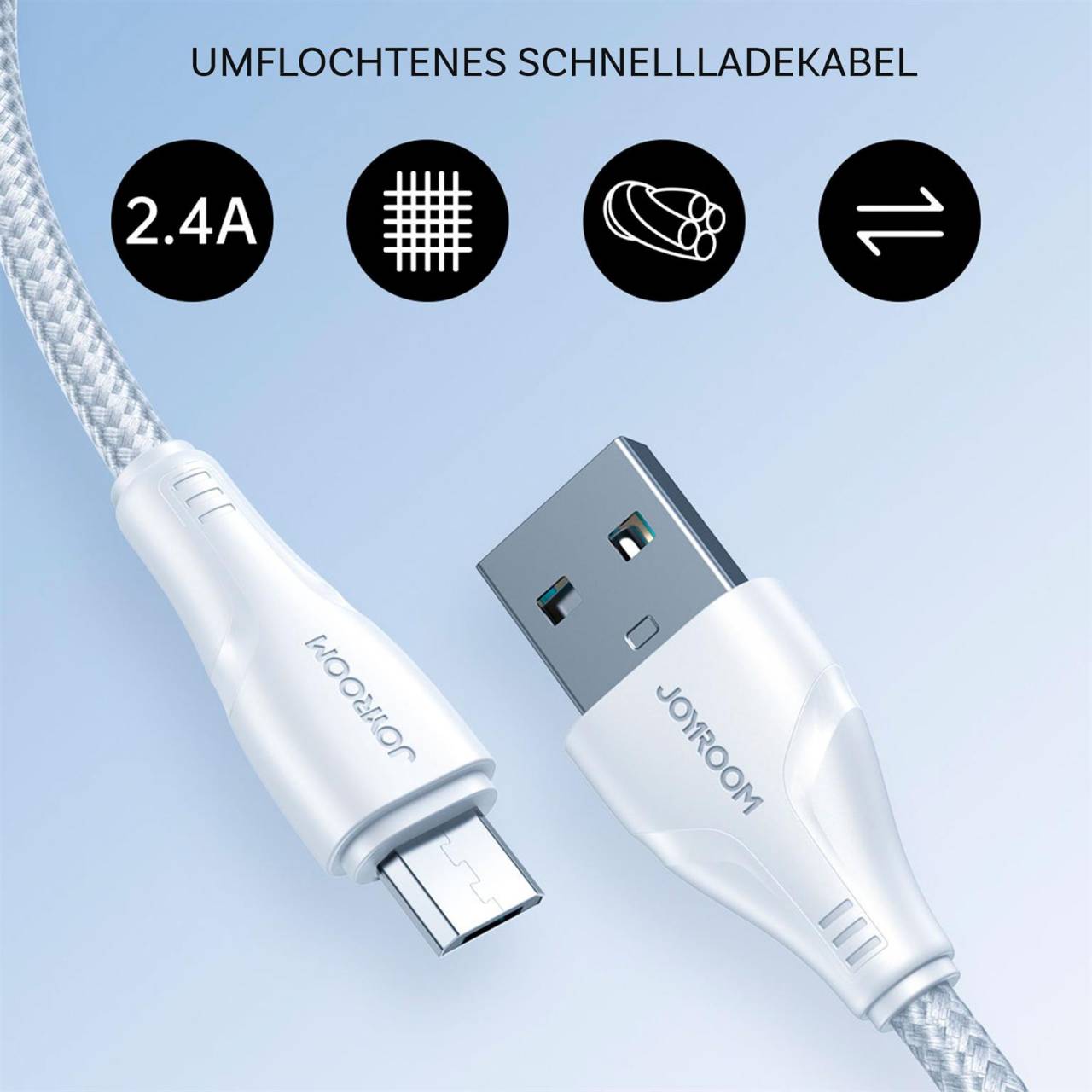 Joyroom Ladekabel – USB-A auf Micro-USB für Smartphones, Schnellladekabel Surpass Serie, Nylon, Länge 0,25 m