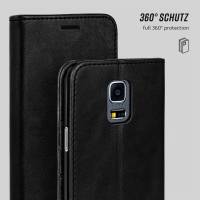 moex Casual Case für Samsung Galaxy S5 Mini – 360 Grad Schutz Booklet, PU Lederhülle mit Kartenfach