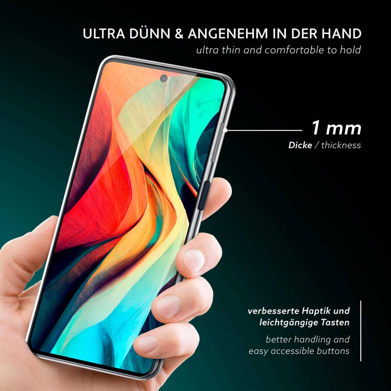 moex Aero Case für Samsung Galaxy M22 – Durchsichtige Hülle aus Silikon, Ultra Slim Handyhülle