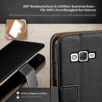 moex Book Case für Samsung Galaxy J5 (2015) – Klapphülle aus PU Leder mit Kartenfach, Komplett Schutz