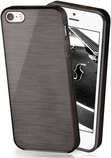 moex Brushed Case für Apple iPhone 5s – Silikon Handyhülle, Backcover in Aluminium Optik
