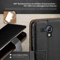 moex Book Case für Samsung Galaxy S Duos 2 – Klapphülle aus PU Leder mit Kartenfach, Komplett Schutz