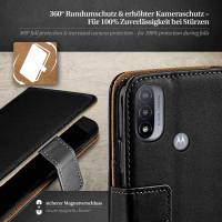 moex Book Case für Motorola Moto E20 – Klapphülle aus PU Leder mit Kartenfach, Komplett Schutz