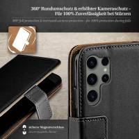 moex Book Case für Samsung Galaxy S23 Ultra – Klapphülle aus PU Leder mit Kartenfach, Komplett Schutz