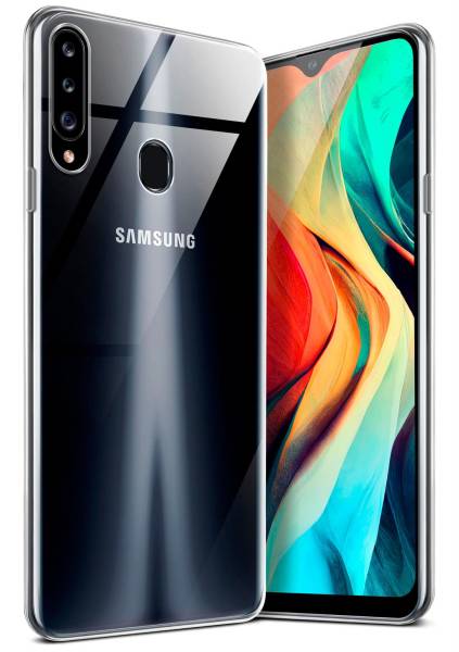 moex Aero Case für Samsung Galaxy A20s – Durchsichtige Hülle aus Silikon, Ultra Slim Handyhülle