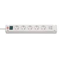 brennenstuhl Bremounta Steckdosenleiste 5-fach – Steckdosenleiste mit 2 USB-Anschlüssen, Schalter und 3m Kabel
