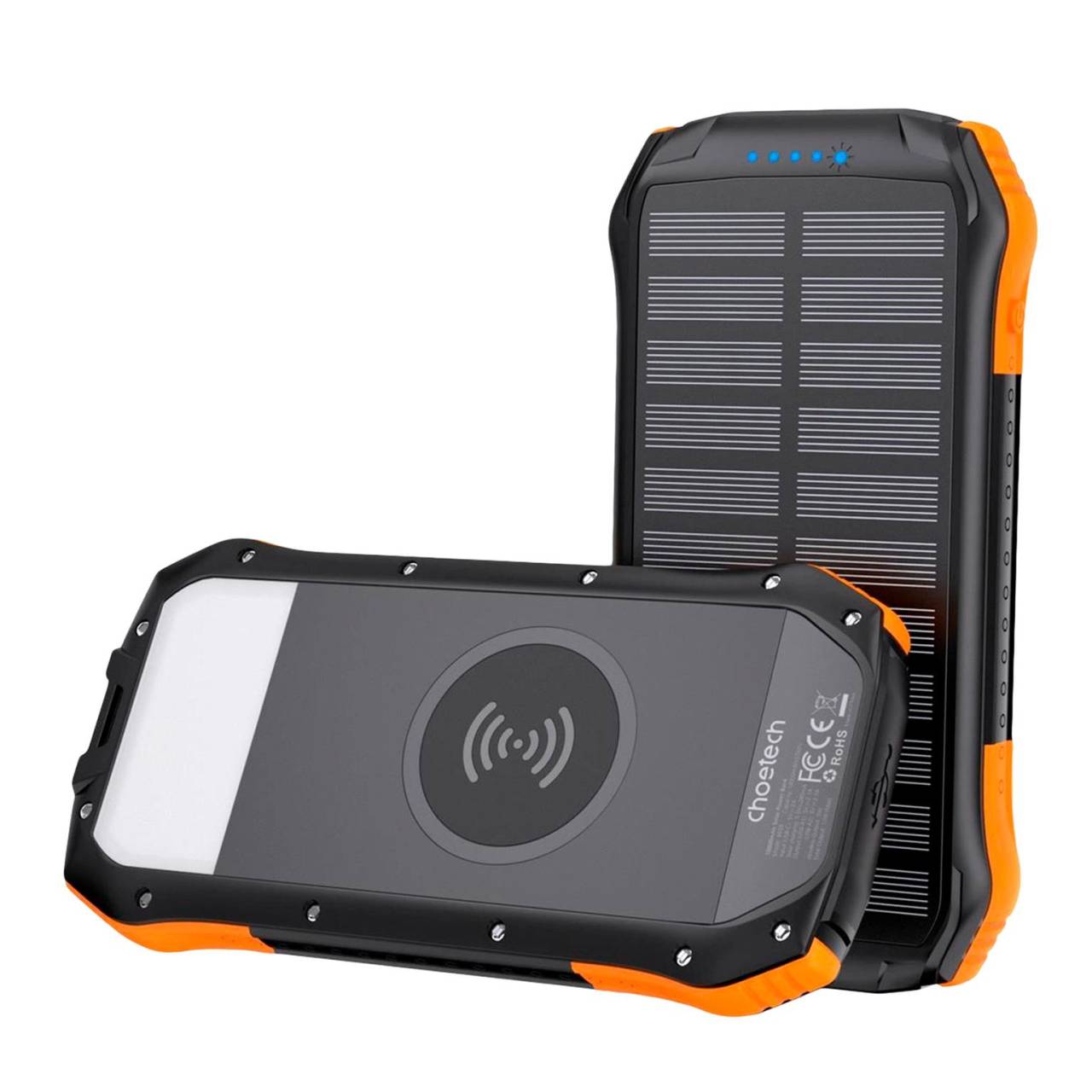 Choetech Powerbank mit induktivem Laden 10000 mAh – Qi Solar Powerbank, USB-C, USB-A, Solar Ladegerät