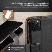 moex Book Case für Apple iPhone 11 Pro Max – Klapphülle aus PU Leder mit Kartenfach, Komplett Schutz