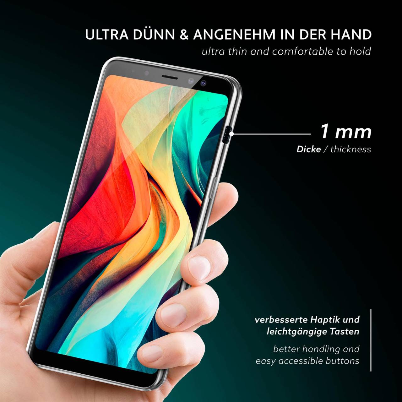 moex Aero Case für Samsung Galaxy A8 (2018) – Durchsichtige Hülle aus Silikon, Ultra Slim Handyhülle