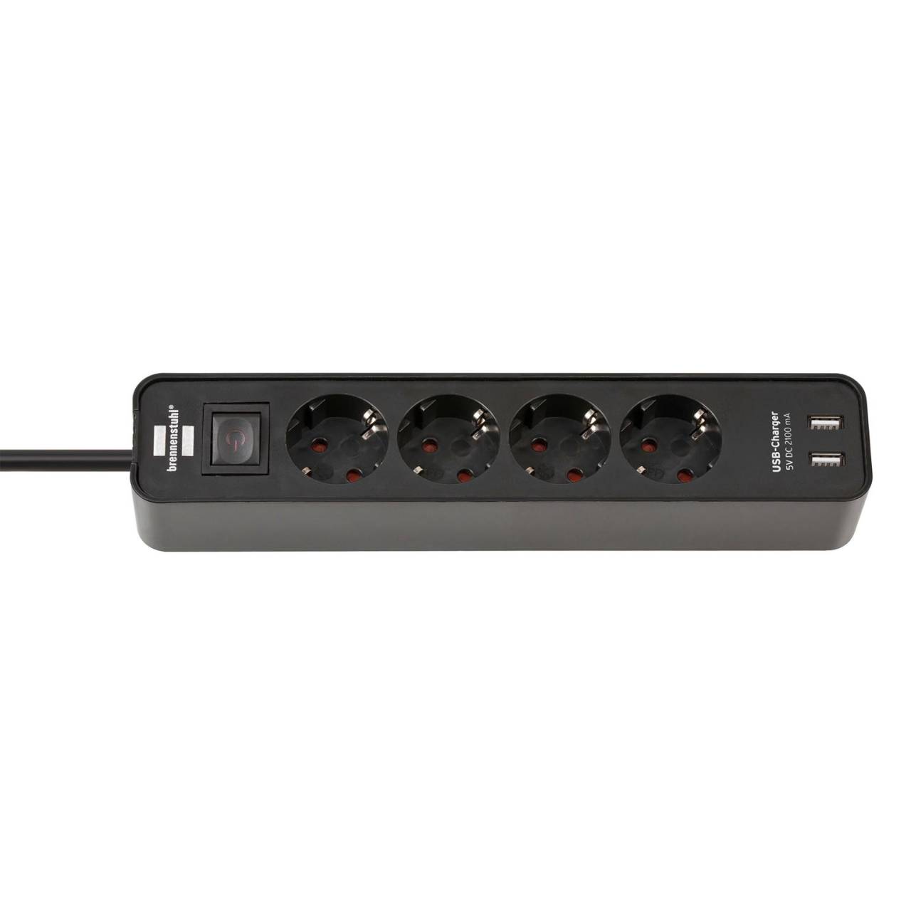 brennenstuhl Ecolor Steckdosenleiste – 4-fach mit 2 USB-Ladebuchsen und Schalter