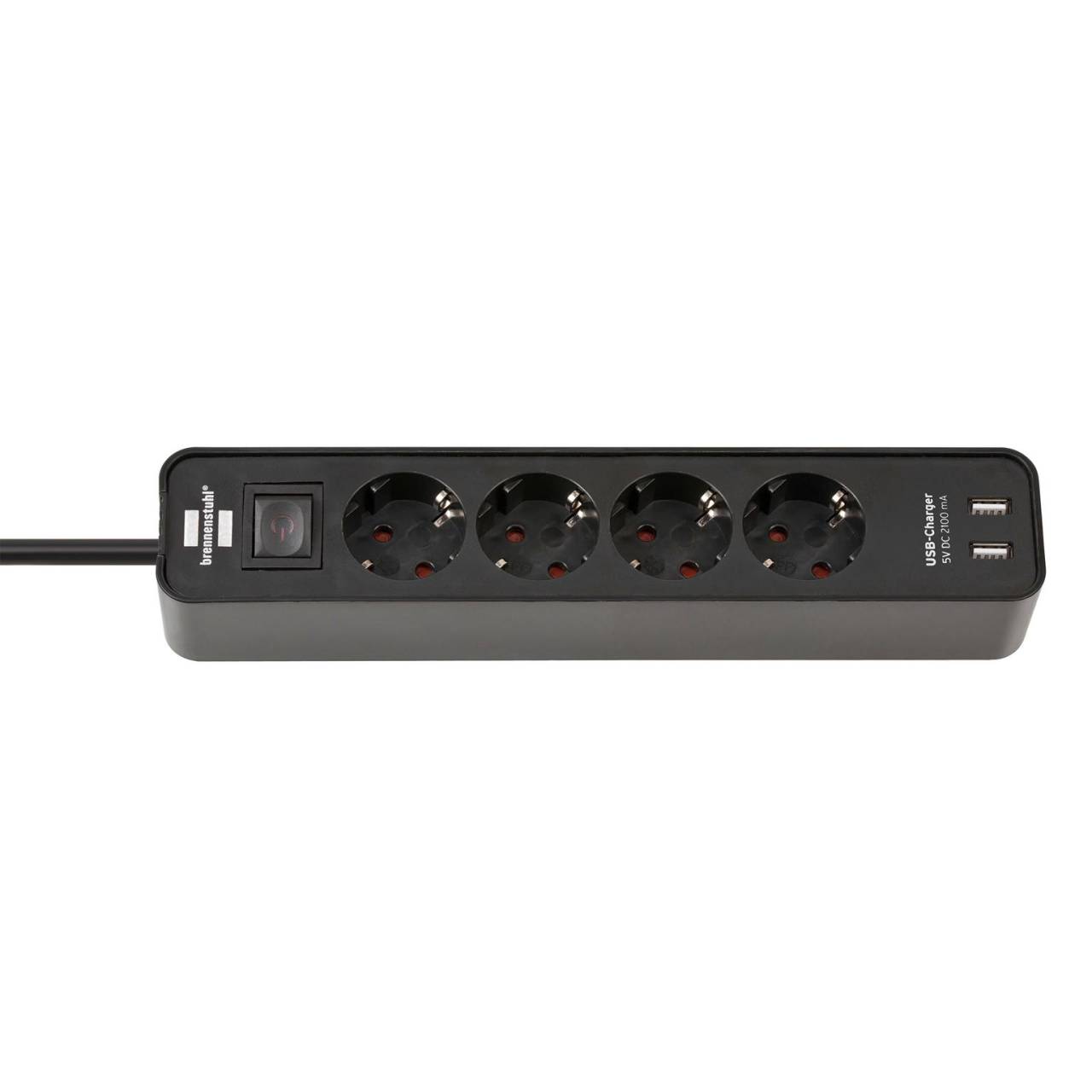 brennenstuhl Ecolor USB Steckdosenleiste 4-fach – Steckdosenleiste 4-fach mit USB und Schalter 1,5m Kabel