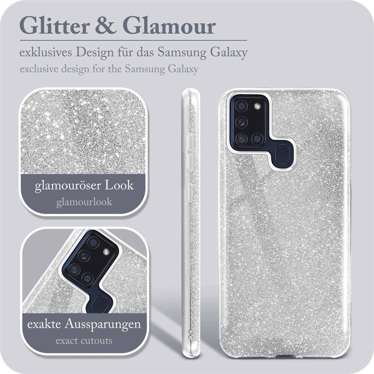 ONEFLOW Glitter Case für Samsung Galaxy A21s – Glitzer Hülle aus TPU, designer Handyhülle