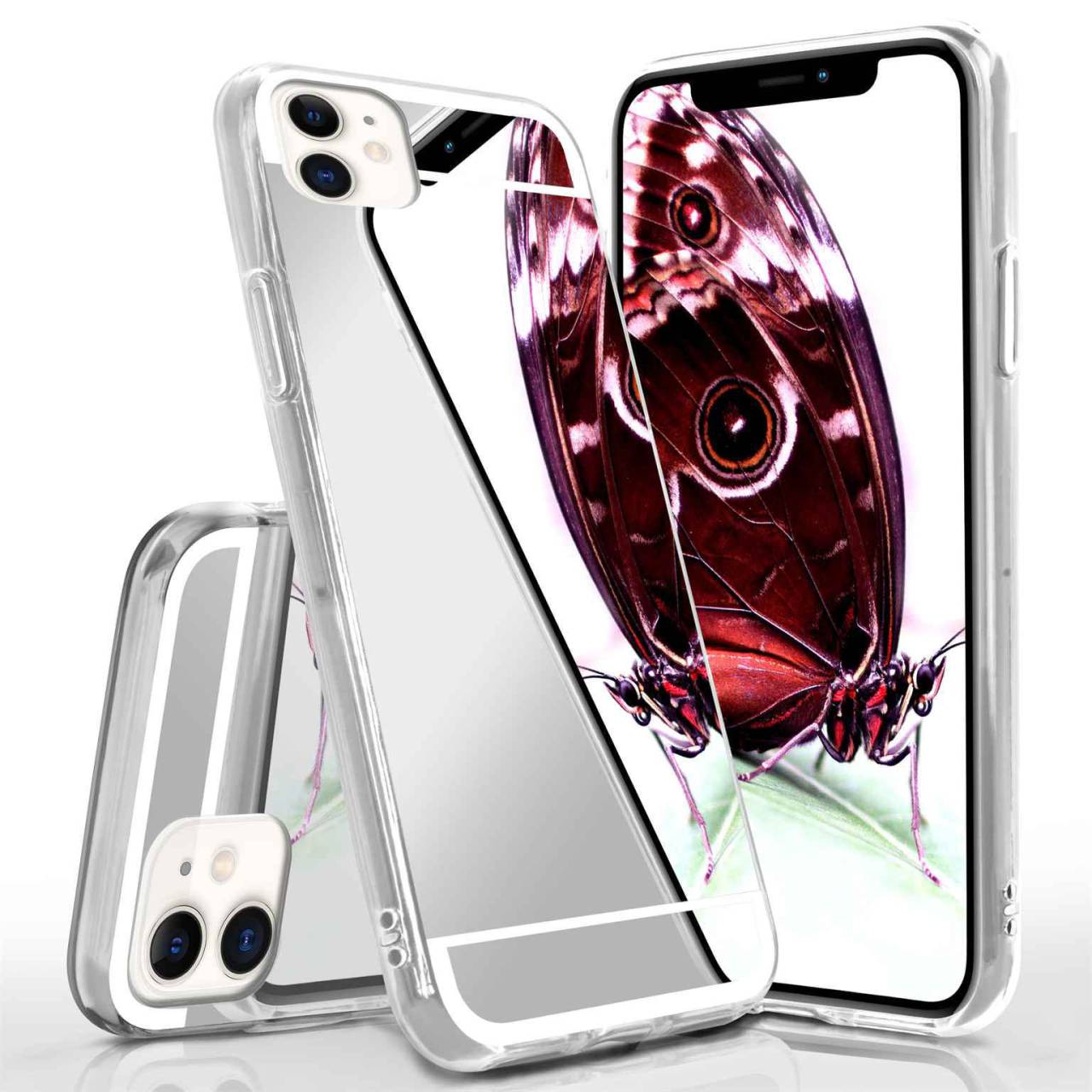 moex Mirror Case für Apple iPhone 12 – Handyhülle aus Silikon mit Spiegel auf der Rückseite