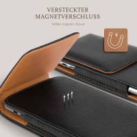 moex Plug Case für LG K50 – Handy Gürteltasche aus PU Leder mit Magnetverschluss