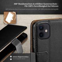 moex Book Case für Apple iPhone 12 mini – Klapphülle aus PU Leder mit Kartenfach, Komplett Schutz
