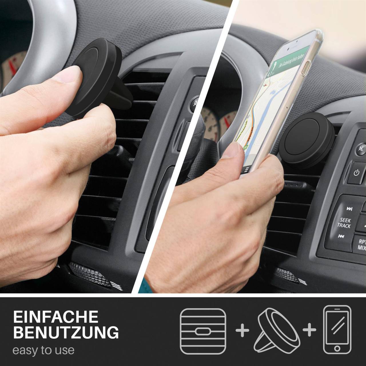 moex BumpGrip für alle Smartphones – Universal Handyhalterung fürs Auto, magnetisch – Befestigung an der Lüftung