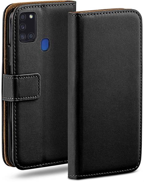 moex Book Case für Samsung Galaxy A21s – Klapphülle aus PU Leder mit Kartenfach, Komplett Schutz