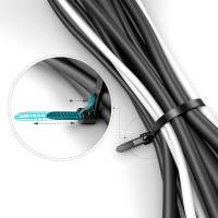 KabelDirekt Kabelbinder wiederverschließbar (100 Stk.) – Dank besonderem Schließmechanismus wiederverwendbar
