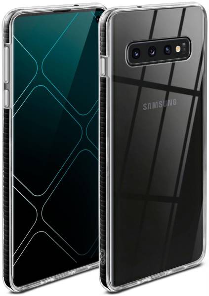 ONEFLOW Cushion Case für Samsung Galaxy S10 – Durchsichtige Hülle aus Silikon mit 3D Kameraschutz