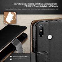 moex Book Case für Xiaomi Mi A2 – Klapphülle aus PU Leder mit Kartenfach, Komplett Schutz