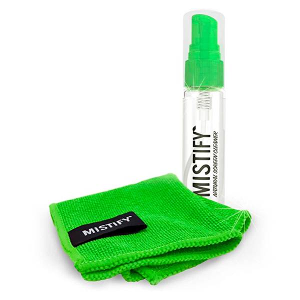 Mistify Bildschirmreiniger – für Smartphones und andere Geräte – Spray 40 ml, Mikrofasertuch