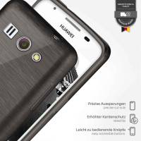 moex Brushed Case für Huawei Ascend G525 – Silikon Handyhülle, Backcover in Aluminium Optik