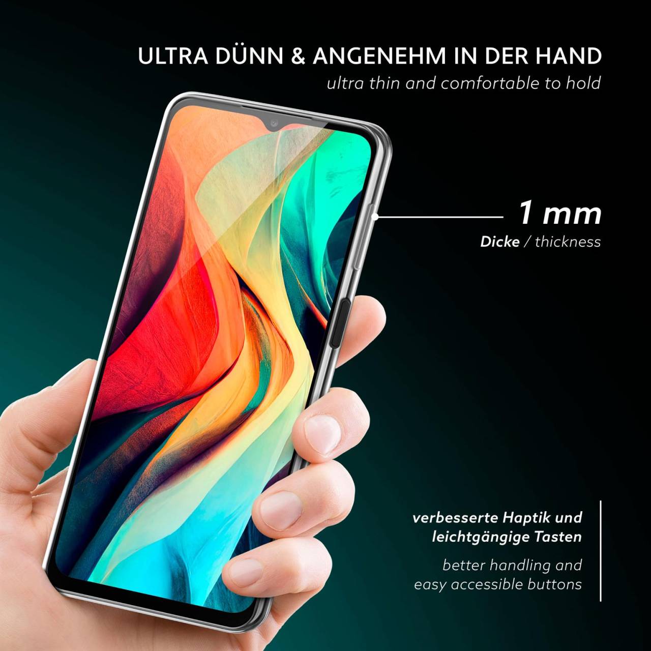 moex Aero Case für Samsung Galaxy A23 5G – Durchsichtige Hülle aus Silikon, Ultra Slim Handyhülle