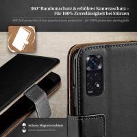 moex Book Case für Xiaomi Redmi Note 11S – Klapphülle aus PU Leder mit Kartenfach, Komplett Schutz