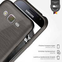 moex Brushed Case für Samsung Galaxy J3 (2016) – Silikon Handyhülle, Backcover in Aluminium Optik