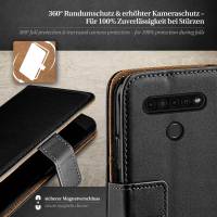 moex Book Case für LG K41S – Klapphülle aus PU Leder mit Kartenfach, Komplett Schutz
