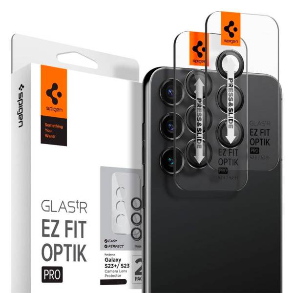 Spigen Glas.tR EZ Fit Optik Pro für Samsung Galaxy S23 & S23+ – Hartglasabdeckung für Smartphone Kamera