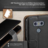 moex Book Case für LG G6 – Klapphülle aus PU Leder mit Kartenfach, Komplett Schutz
