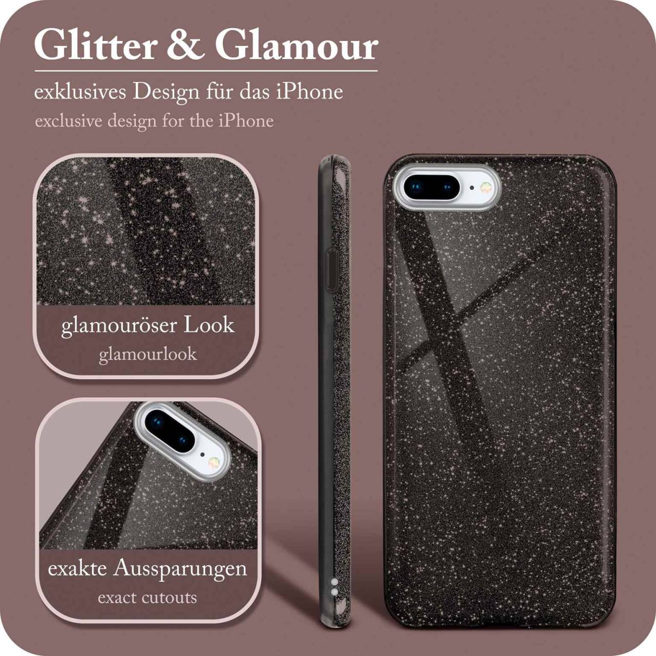 ONEFLOW Glitter Case für Apple iPhone 8 Plus – Glitzer Hülle aus TPU, designer Handyhülle
