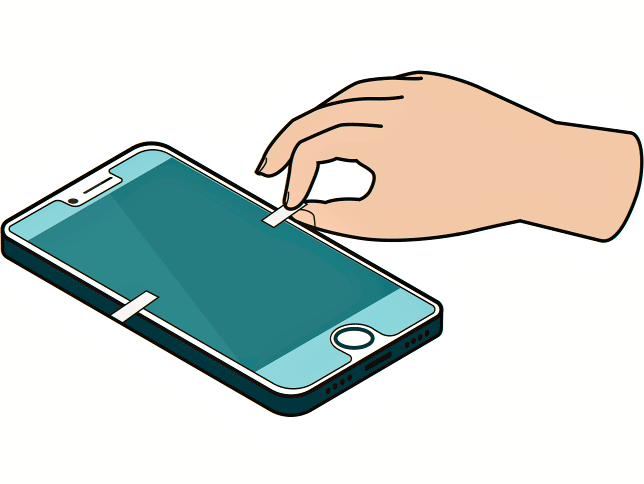 Setzen Sie das Schutzglas mithilfe der Guidesticker zentriert an den Aussparungen Ihres Smartphones an.
