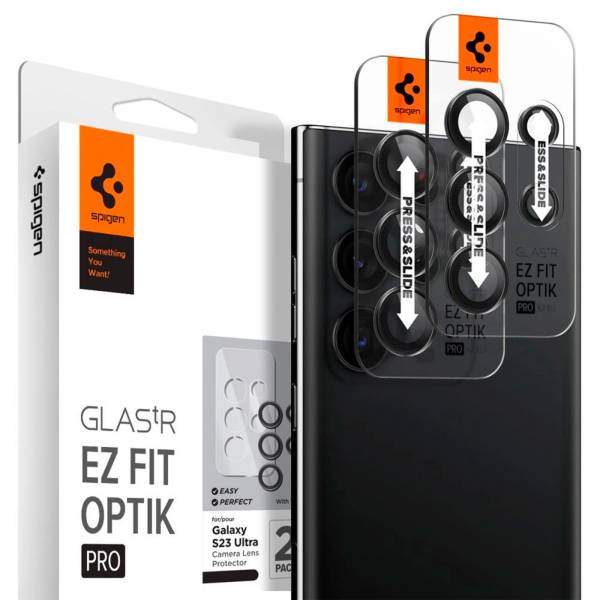 Spigen Glas.tR EZ Fit Optik Pro für Samsung Galaxy S23 Ultra – Hartglasabdeckung für Smartphone Kamera
