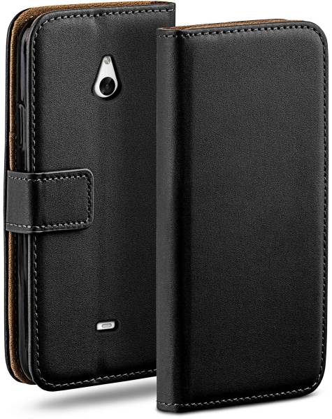 moex Book Case für Nokia Lumia 1320 – Klapphülle aus PU Leder mit Kartenfach, Komplett Schutz