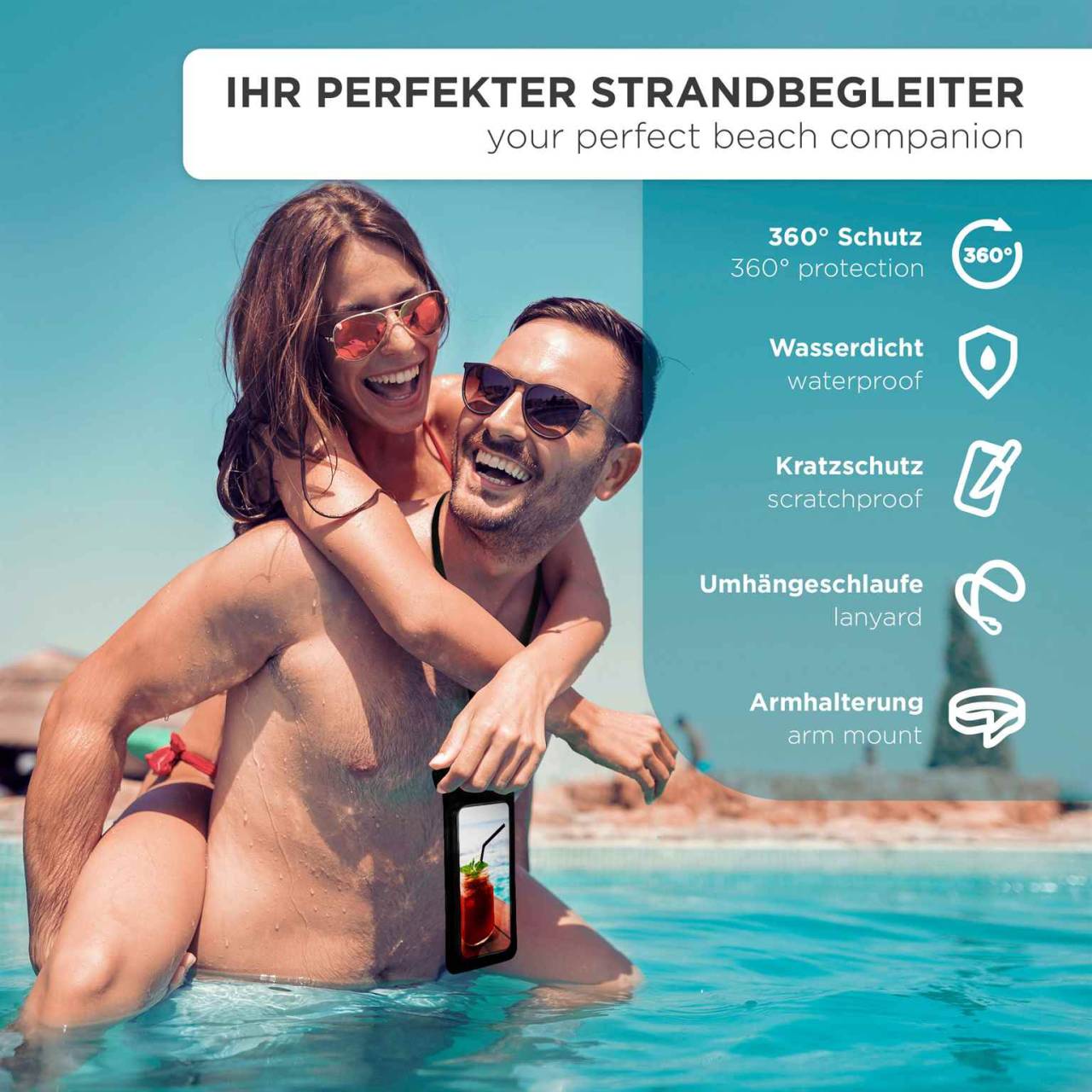 ONEFLOW Beach Bag für Samsung Galaxy S9 Plus – Wasserdichte Handyhülle für Strand & Pool, Unterwasser Hülle