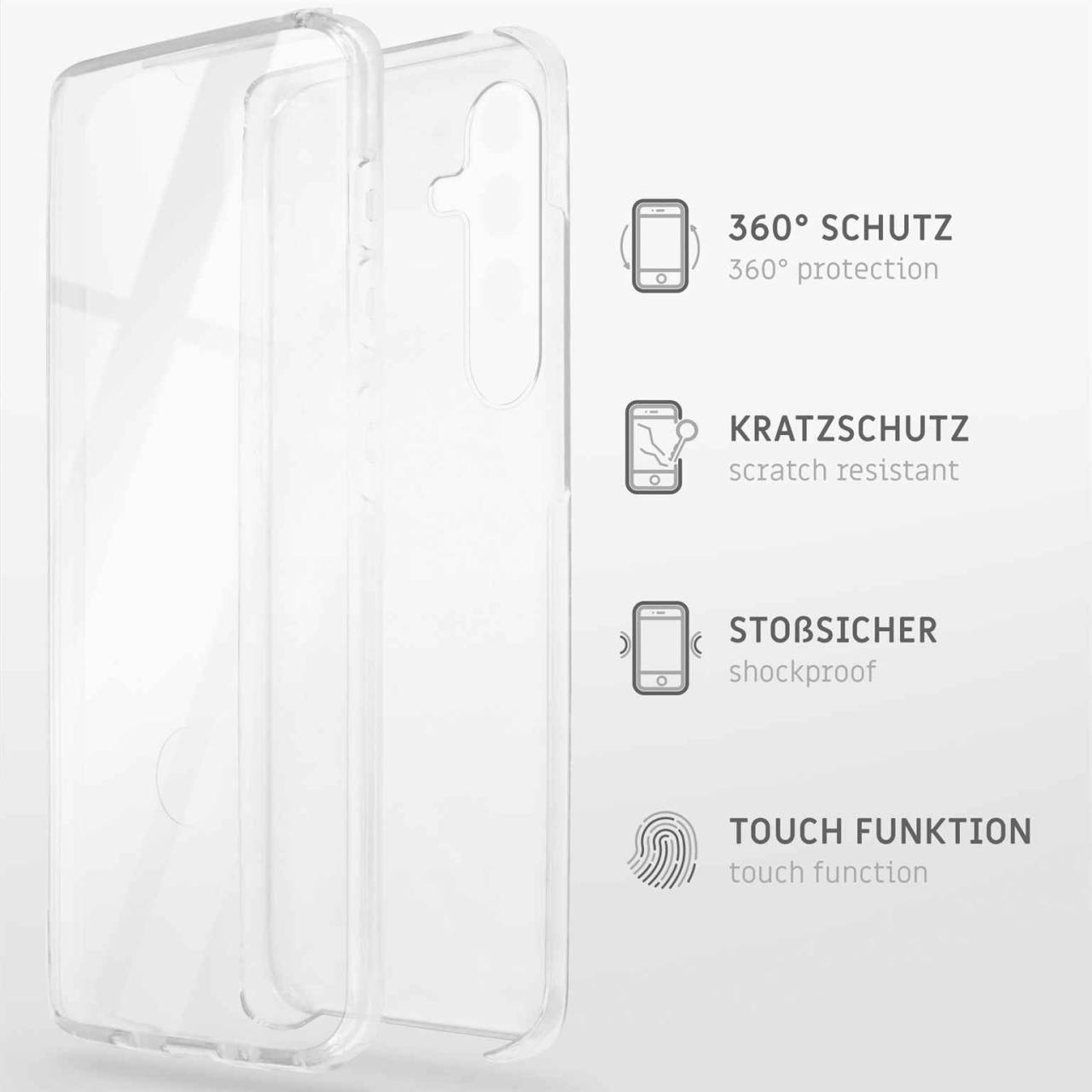 ONEFLOW Touch Case für Samsung Galaxy S24 Plus – 360 Grad Full Body Schutz, komplett beidseitige Hülle