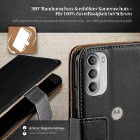 moex Book Case für Motorola Moto G51 5G – Klapphülle aus PU Leder mit Kartenfach, Komplett Schutz