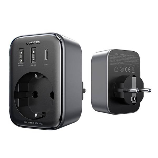 Ugreen Wandladegerät 2x USB / USB-C 30W EU-EU 13A CD314 – USB C Netzteil mit 2xUSB, Steckdosenadapter USB