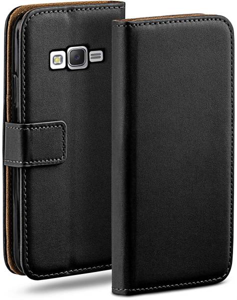 moex Book Case für Samsung Galaxy J5 (2015) – Klapphülle aus PU Leder mit Kartenfach, Komplett Schutz