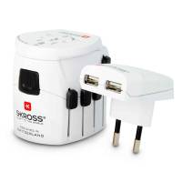 SKROSS Reiseadapter – PRO+ für 205+ Länder, passend für viele Geräte, Weltreise-Serie, mit USB- + Steckeradapter
