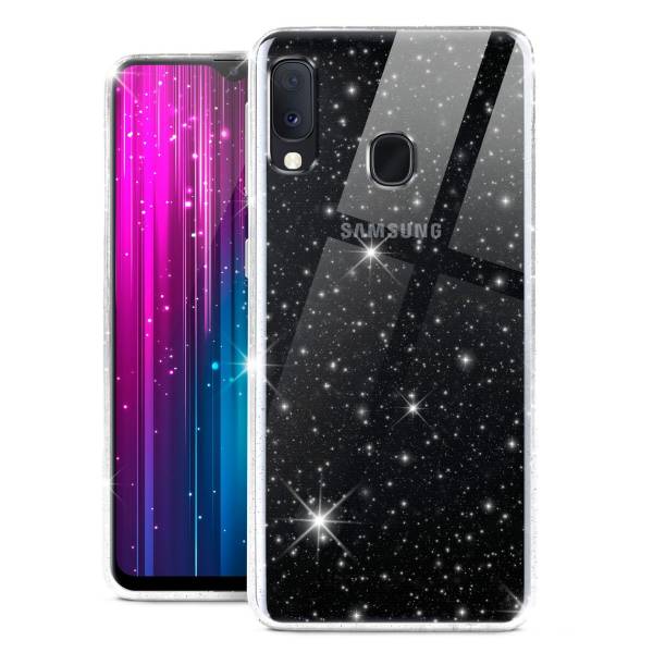 moex® Sparky Case für Samsung Galaxy A20e – Stylische Glitzer Hülle, ultra slim Handyhülle, durchsichtig