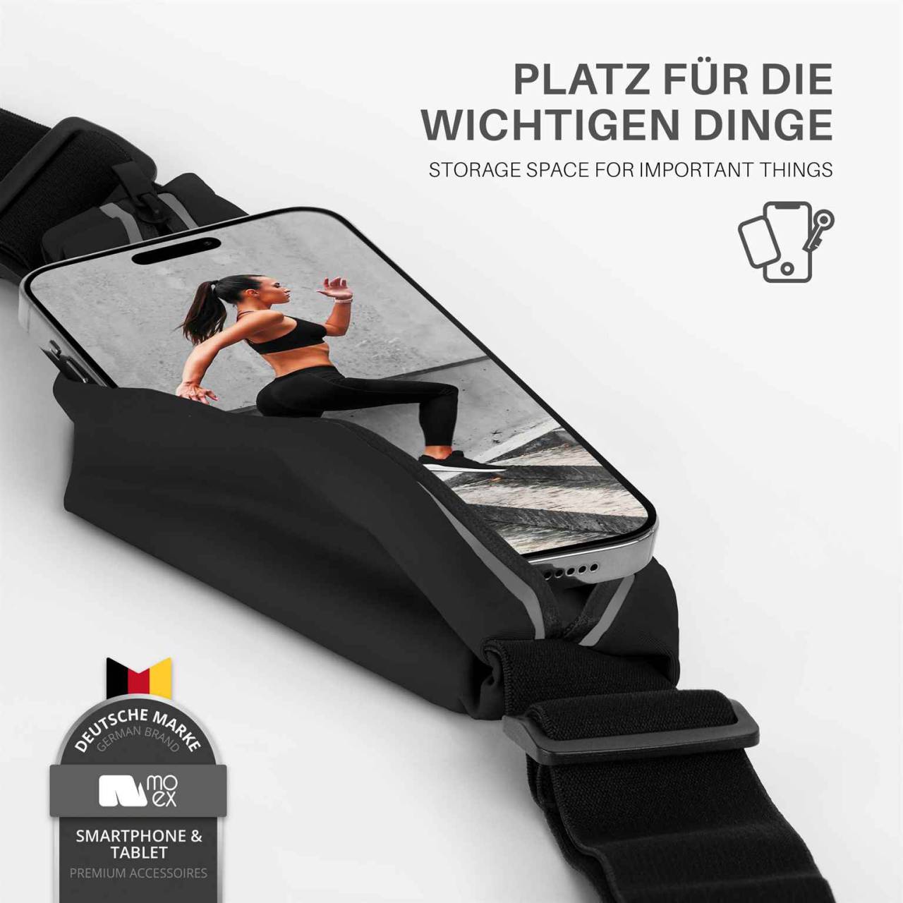 moex Easy Bag für Sony Xperia 5 V – Handy Laufgürtel zum Joggen, Fitness Sport Lauftasche