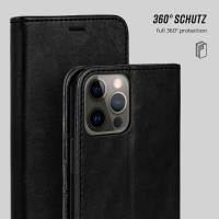 moex Casual Case für Apple iPhone 12 Pro Max – 360 Grad Schutz Booklet, PU Lederhülle mit Kartenfach