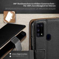 moex Book Case für Samsung Galaxy M31 – Klapphülle aus PU Leder mit Kartenfach, Komplett Schutz